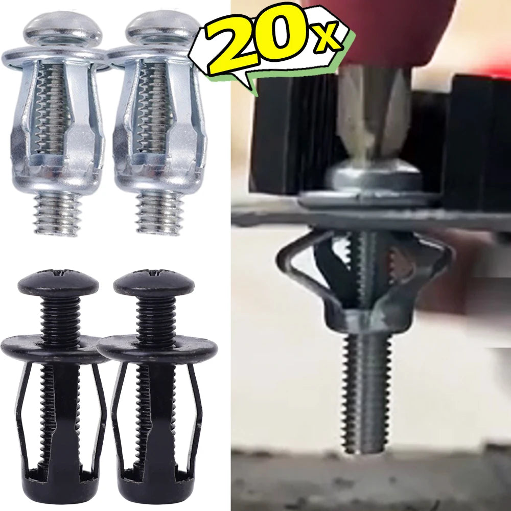 Universal Car License Plate Screws Mounting Kit M4 M5 M6 Auto Fastener Expansion Nuts Carbon Steel Black Bolts for Bumper Frame