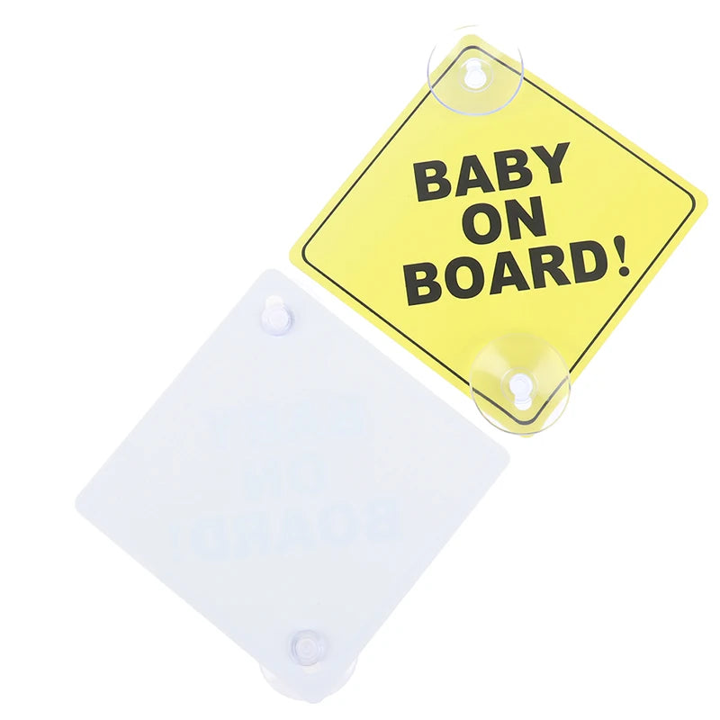1PC Baby On Board Sign with Suction Cup Car Window Yellow REFLECTIVE Warning Sign 12CM Safe Driving Accesorios