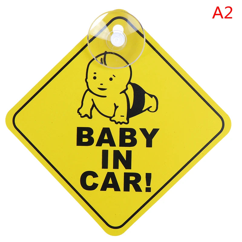 1PC Baby On Board Sign with Suction Cup Car Window Yellow REFLECTIVE Warning Sign 12CM Safe Driving Accesorios