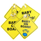 1PC Baby On Board Sign with Suction Cup Car Window Yellow REFLECTIVE Warning Sign 12CM Safe Driving Accesorios