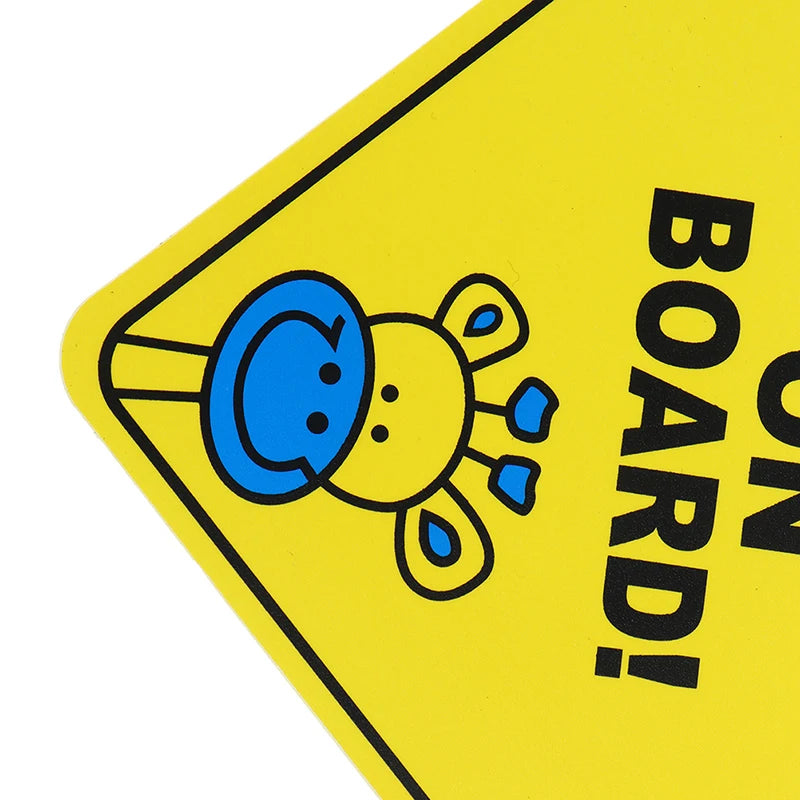 1PC Baby On Board Sign with Suction Cup Car Window Yellow REFLECTIVE Warning Sign 12CM Safe Driving Accesorios