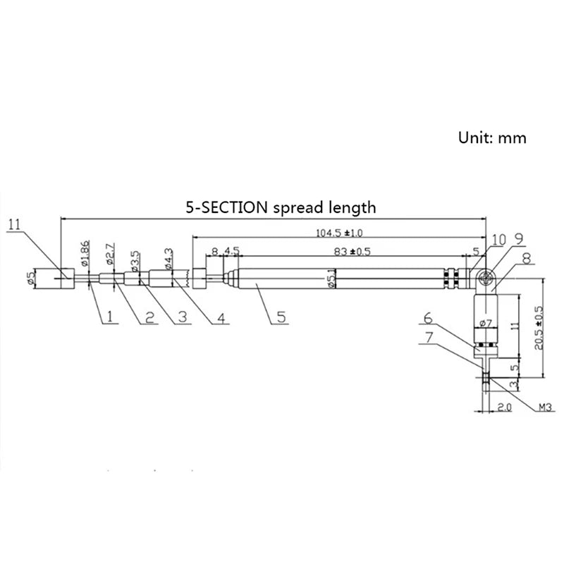 1PC 370mm 5 Sections Telescopic Stainless Steel AM FM Radio Universal Antenna Hot sale