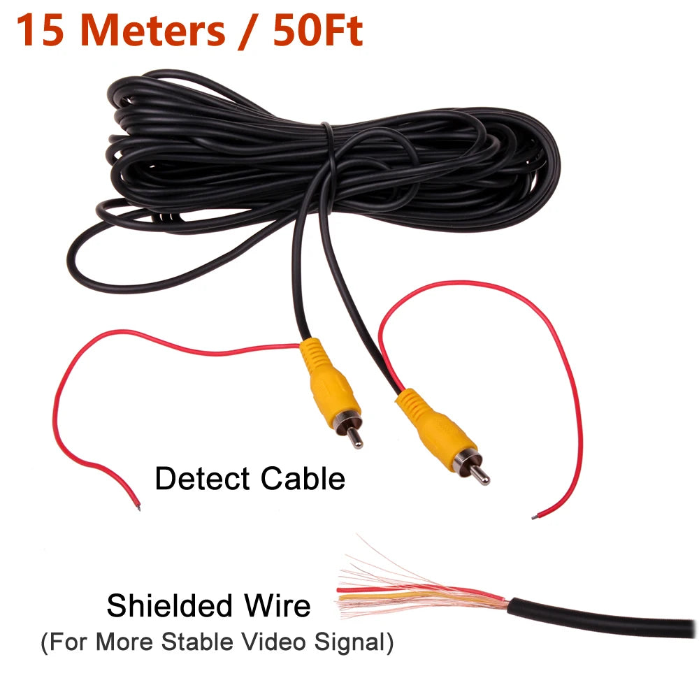 RCA Male Female Car Reverse Rear View Parking Camera Video Extension Cable Cord with Trigger Wire 5 10 15 20 Meters