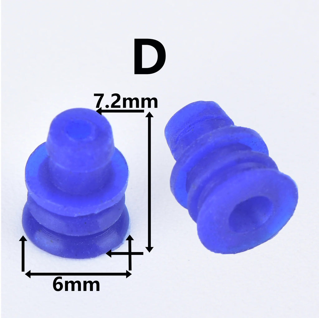 100 Pcs 0.6/1/1.5/1.8/3.5/6.3/9.5mm car wire connector waterproof ring circle rubber seal hollow plug silicone sheath cap