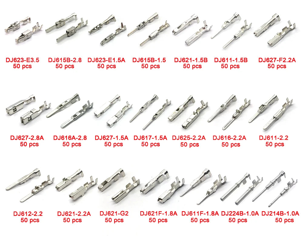 1050 Pcs Car Electrical Wire Terminal 1/1.5/1.8/2.2/2.8/3.5mm Electric Connector Plug Removal Male Female Crimp Auto Plug Pins