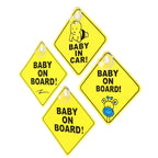 1PC Baby On Board Sign with Suction Cup Car Window Yellow REFLECTIVE Warning Sign 12CM Safe Driving Accesorios