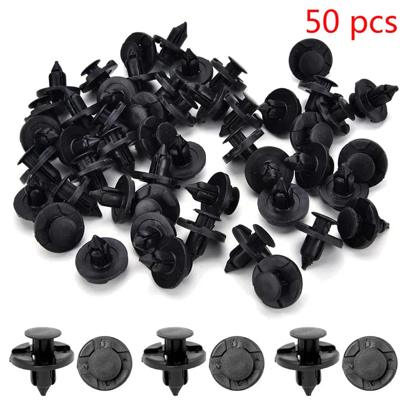 50Pcs Car Fastener fit 8mm Dia Hole Black Push Retainer Rivets Clips for Automobile Door Bumper Fender Cover Trim Clip Wholesale