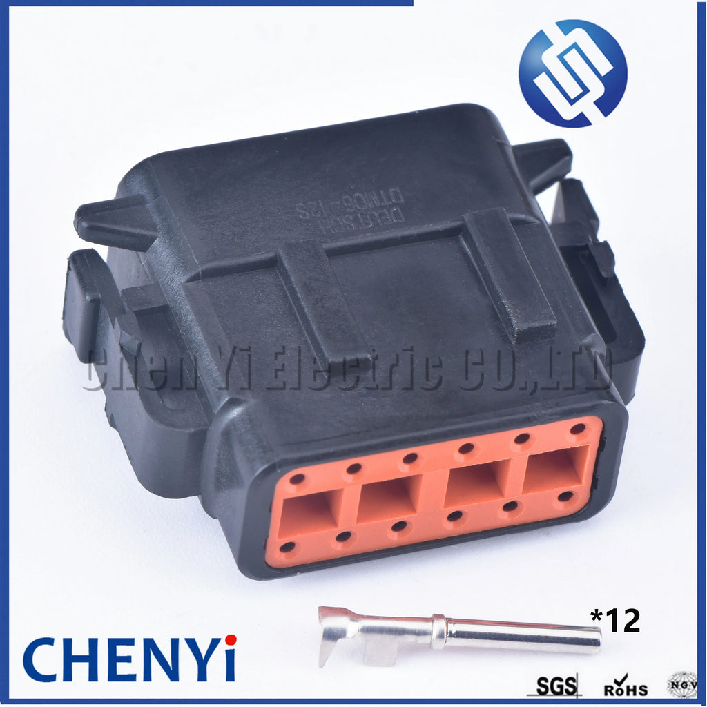 Black 12 Pin Sealed waterproof connector DTM06-12SB DTM04-12PB Automotive Connector Heavy Truck Wiring Harness Plug For Deutsch