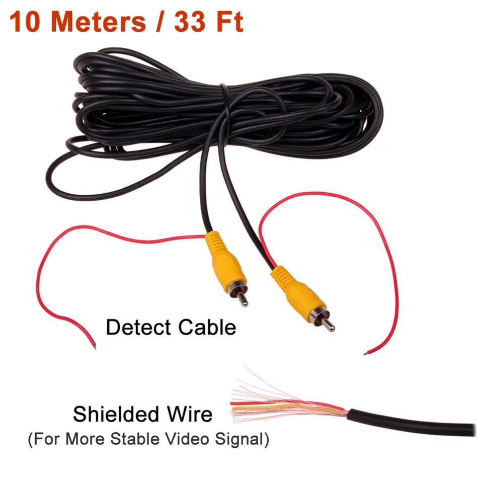 RCA Male Female Car Reverse Rear View Parking Camera Video Extension Cable Cord with Trigger Wire 5 10 15 20 Meters