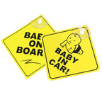 1PC Baby On Board Sign with Suction Cup Car Window Yellow REFLECTIVE Warning Sign 12CM Safe Driving Accesorios