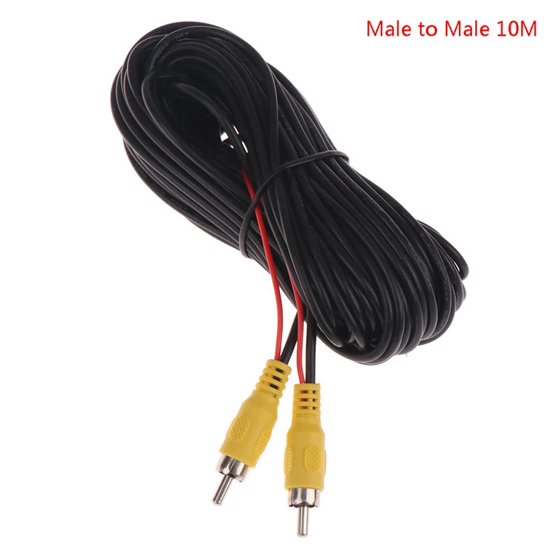 RCA Male Female Car Reverse Rear View Parking Camera Video Extension Cable Cord with Trigger Wire 5 10 15 20 Meters