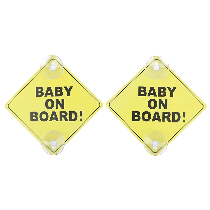 1PC Baby On Board Sign with Suction Cup Car Window Yellow REFLECTIVE Warning Sign 12CM Safe Driving Accesorios