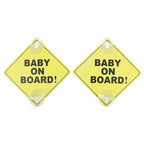 1PC Baby On Board Sign with Suction Cup Car Window Yellow REFLECTIVE Warning Sign 12CM Safe Driving Accesorios