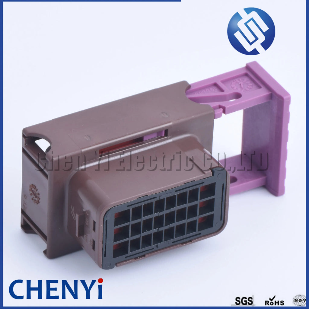 Automotive ECU connectors brown 24 pin car Oil to gas computer board socket waterproof electronic controller wiring harness plug