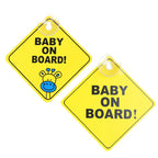 1PC Baby On Board Sign with Suction Cup Car Window Yellow REFLECTIVE Warning Sign 12CM Safe Driving Accesorios