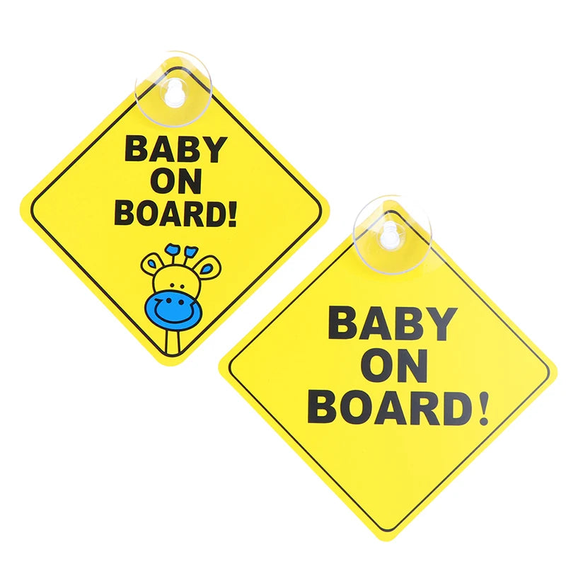 1PC Baby On Board Sign with Suction Cup Car Window Yellow REFLECTIVE Warning Sign 12CM Safe Driving Accesorios