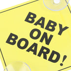 1PC Baby On Board Sign with Suction Cup Car Window Yellow REFLECTIVE Warning Sign 12CM Safe Driving Accesorios