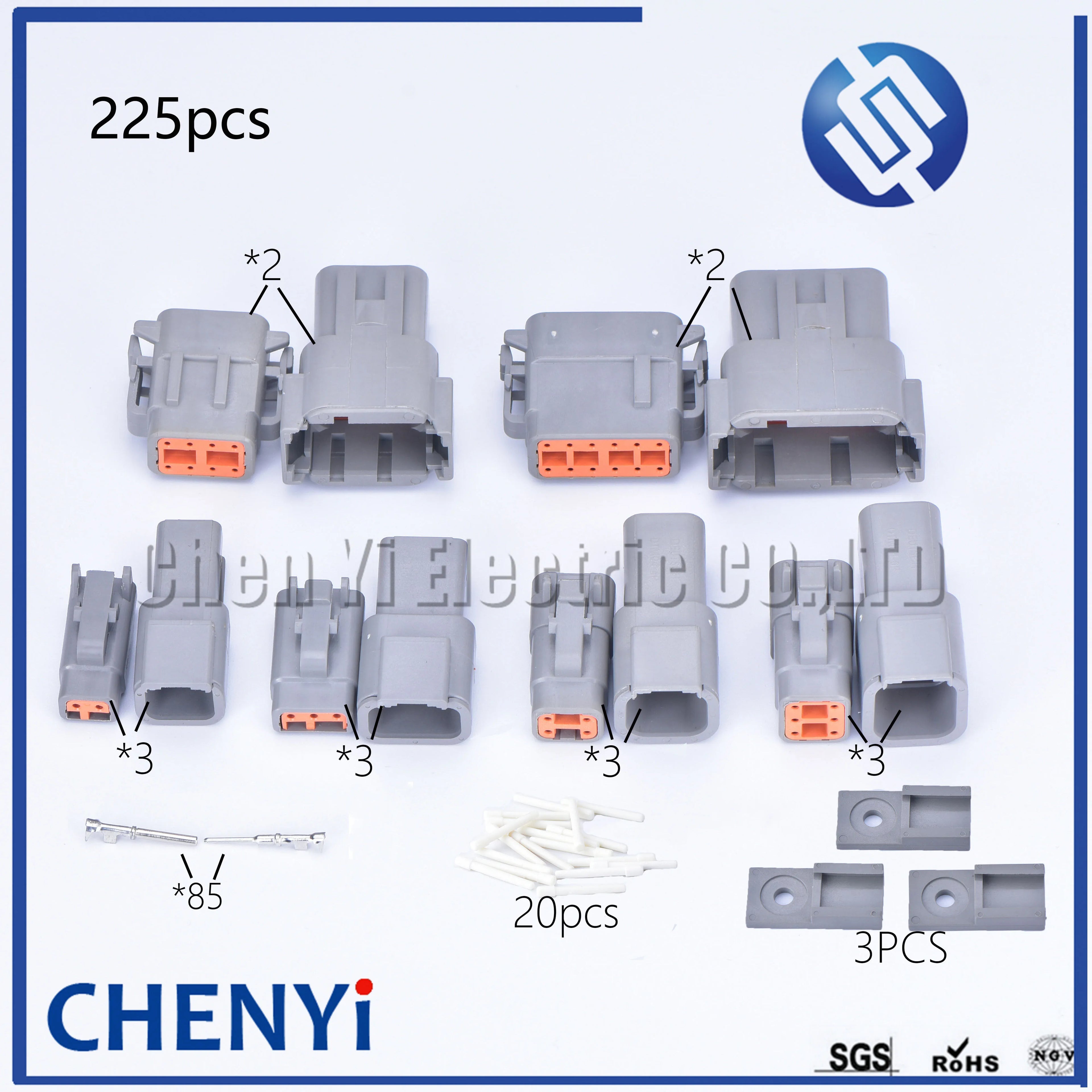 225pcs DTM Waterproof Wire Connector Kit DTM06-2S/3/4/6/8S/12S DTM04-2P/3/4/6/8P/12P Automotive Sealed Plug For Deutsch