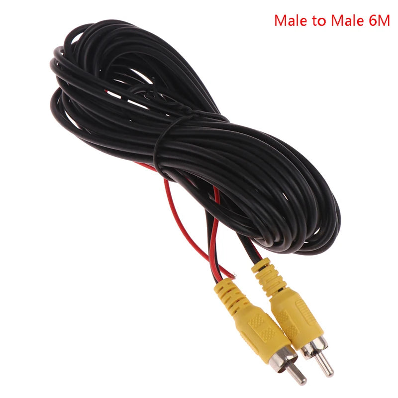 RCA Male Female Car Reverse Rear View Parking Camera Video Extension Cable Cord with Trigger Wire 5 10 15 20 Meters