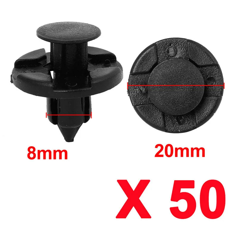 50Pcs Car Fastener fit 8mm Dia Hole Black Push Retainer Rivets Clips for Automobile Door Bumper Fender Cover Trim Clip Wholesale