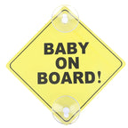 1PC Baby On Board Sign with Suction Cup Car Window Yellow REFLECTIVE Warning Sign 12CM Safe Driving Accesorios