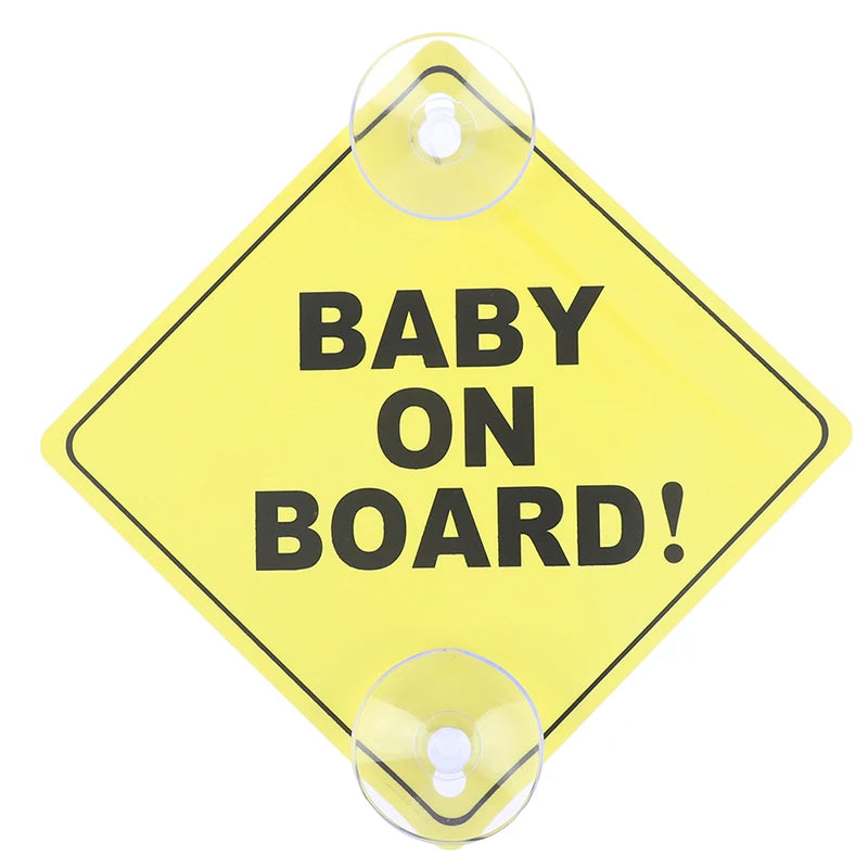 1PC Baby On Board Sign with Suction Cup Car Window Yellow REFLECTIVE Warning Sign 12CM Safe Driving Accesorios