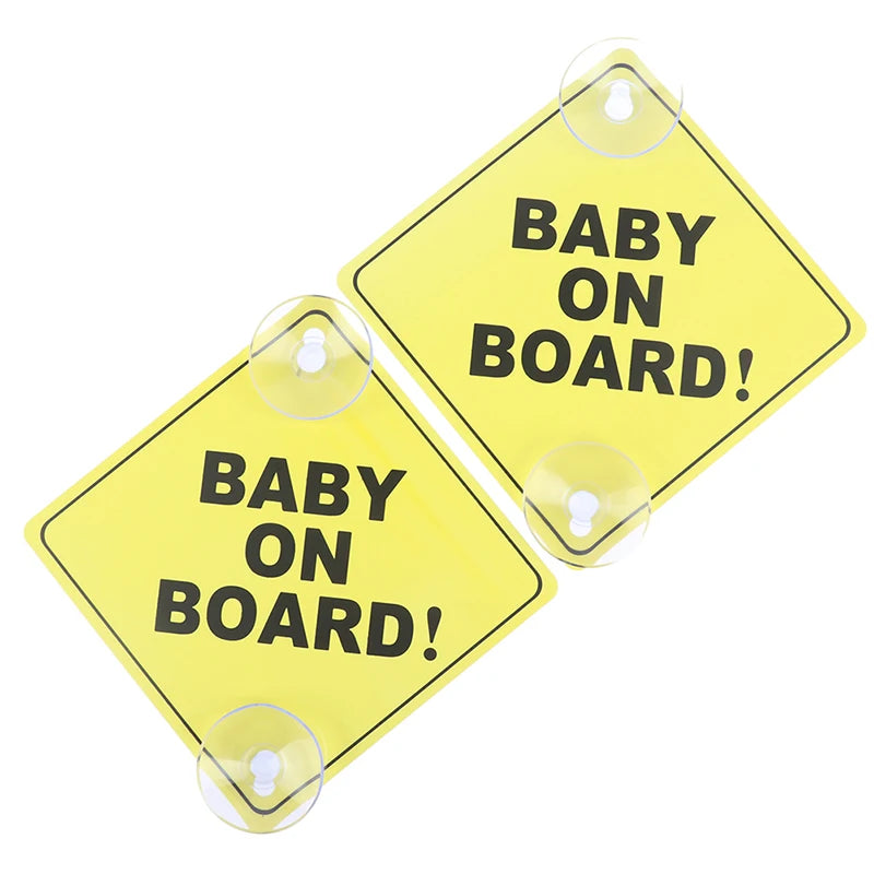 1PC Baby On Board Sign with Suction Cup Car Window Yellow REFLECTIVE Warning Sign 12CM Safe Driving Accesorios