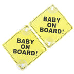 1PC Baby On Board Sign with Suction Cup Car Window Yellow REFLECTIVE Warning Sign 12CM Safe Driving Accesorios