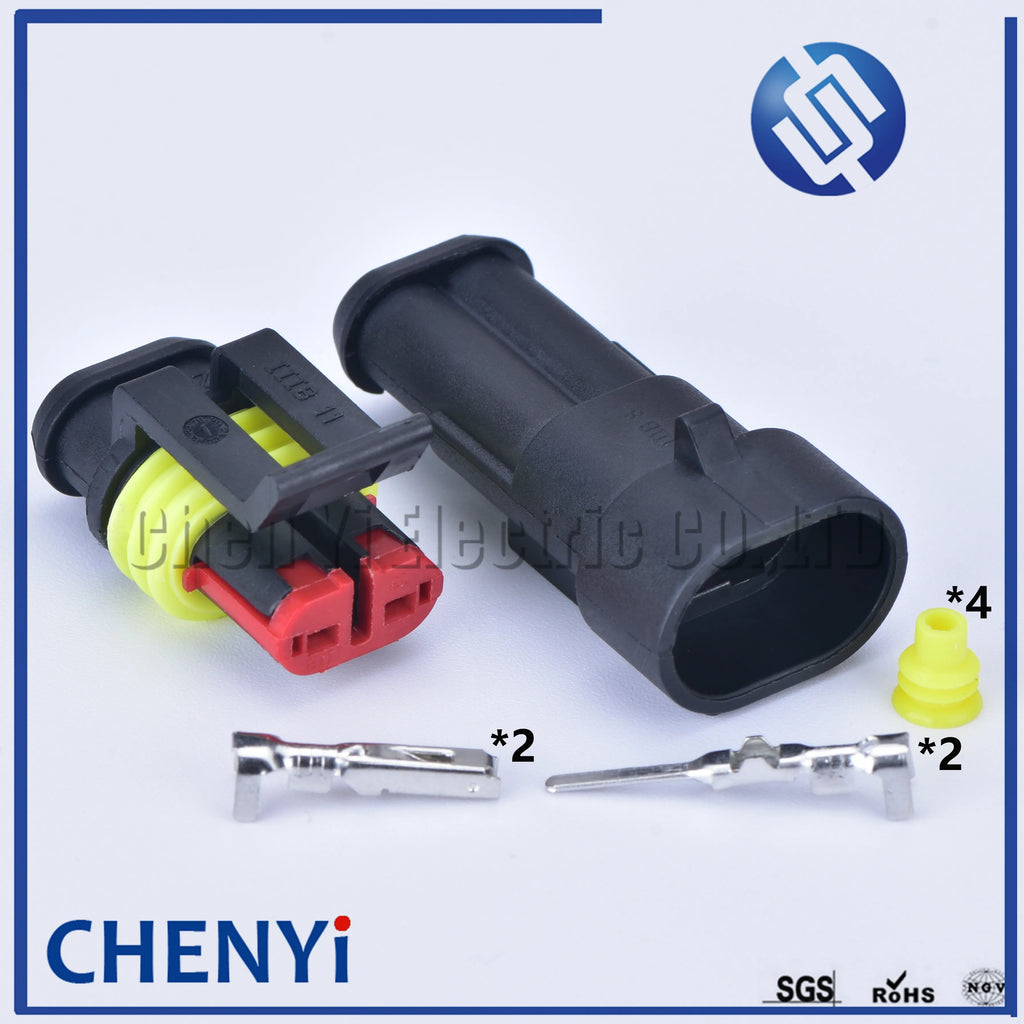 5 sets 2 Pin way Female or Male SuperSealed 282104-1 282080-1 Waterproof Electrical Automotive Connector Plug For car