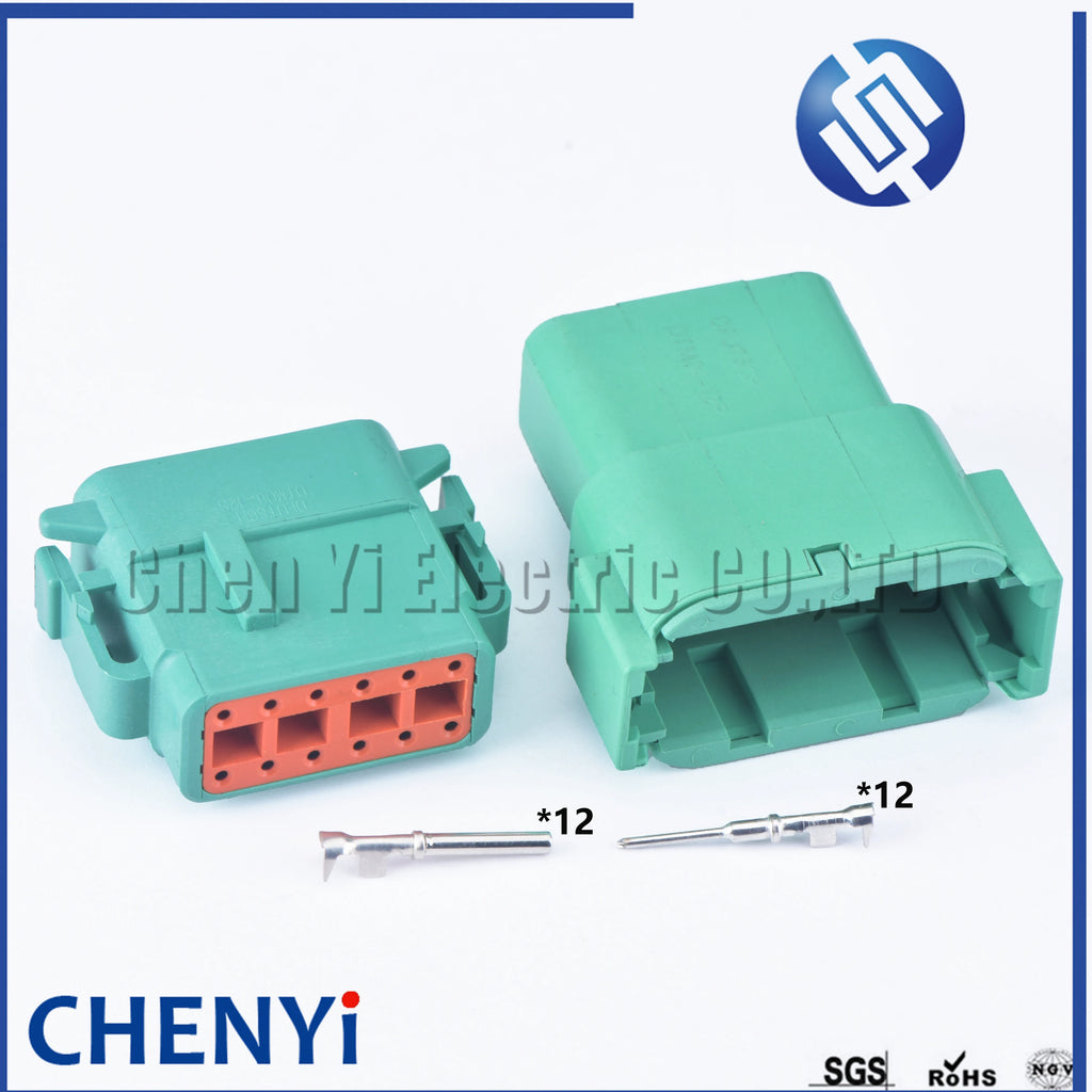 green Deutsch 12 Pin Sealed waterproof connector DTM06-12SC DTM04-12PC Automotive Connector Heavy Truck Wiring Harness Plug