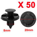 50Pcs Car Fastener fit 8mm Dia Hole Black Push Retainer Rivets Clips for Automobile Door Bumper Fender Cover Trim Clip Wholesale