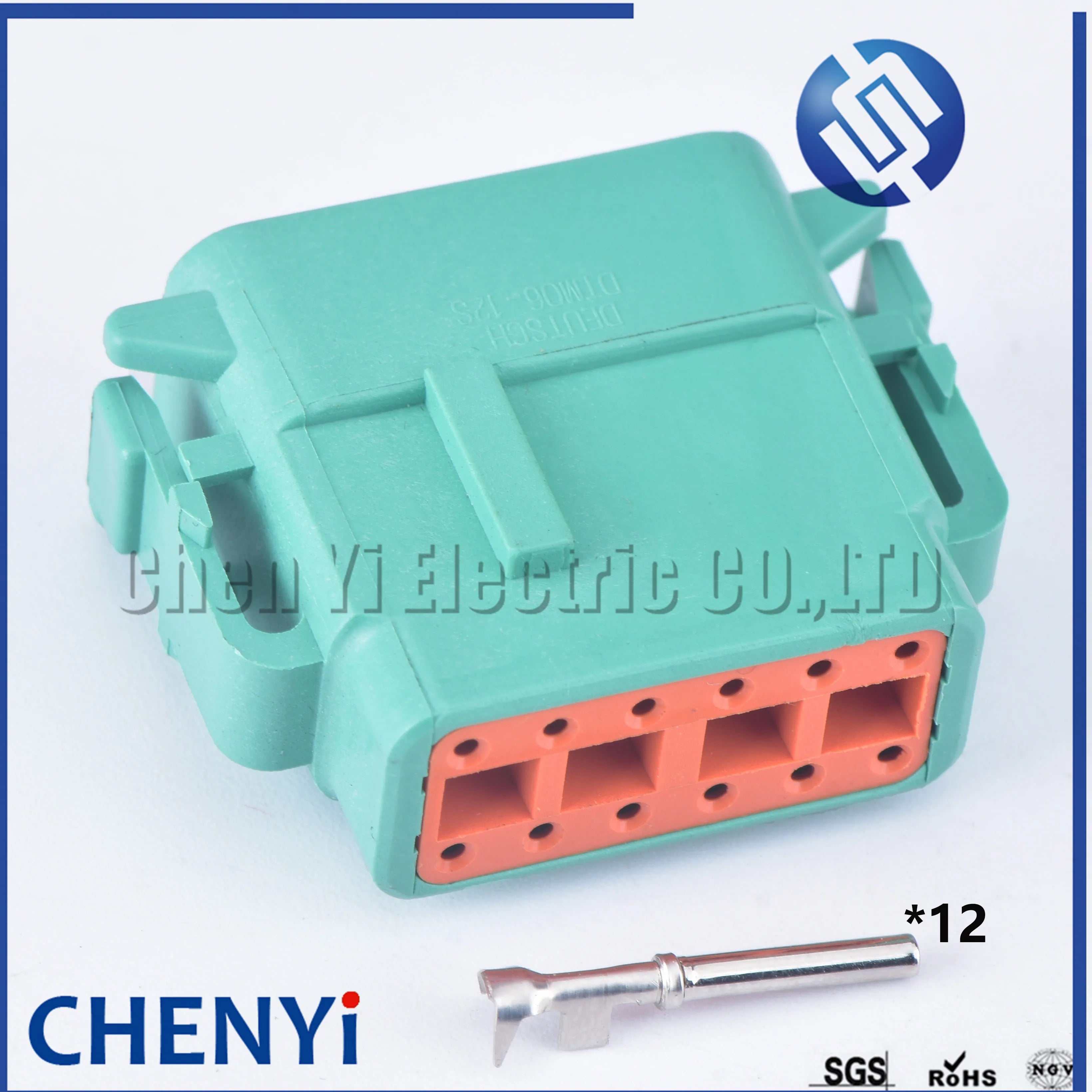 green Deutsch 12 Pin Sealed waterproof connector DTM06-12SC DTM04-12PC Automotive Connector Heavy Truck Wiring Harness Plug