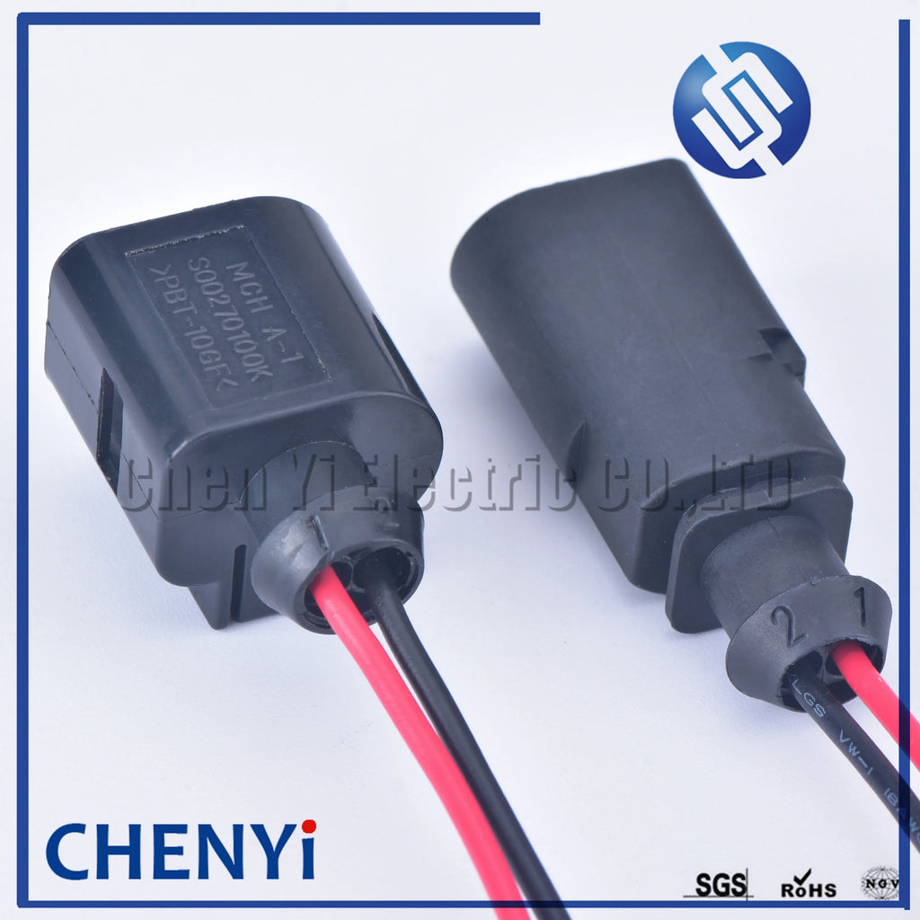 2 Pin 1J0973802 1J0973702 Female or Male 1.5 mm Auto Temp Sensor Plug Deflation Valve Plug Waterproof Connector with wire