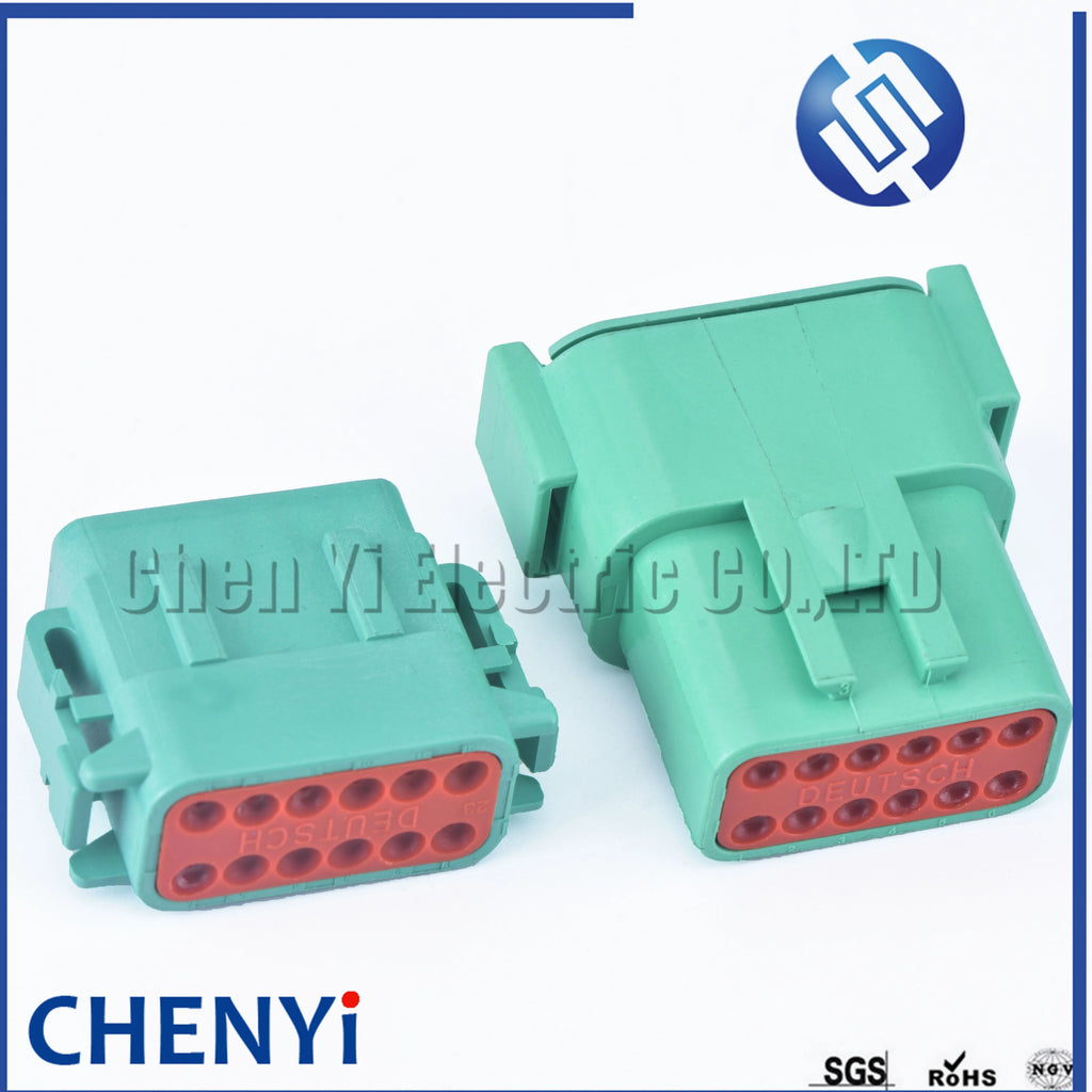 green Deutsch 12 Pin Sealed waterproof connector DTM06-12SC DTM04-12PC Automotive Connector Heavy Truck Wiring Harness Plug