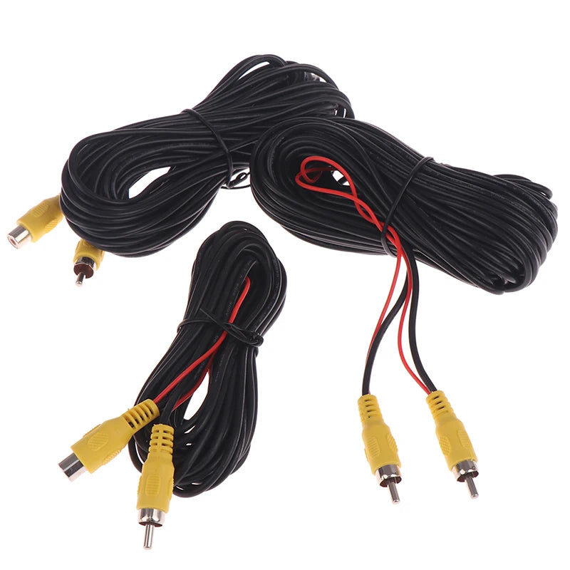 RCA Male Female Car Reverse Rear View Parking Camera Video Extension Cable Cord with Trigger Wire 5 10 15 20 Meters