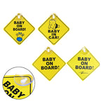 1PC Baby On Board Sign with Suction Cup Car Window Yellow REFLECTIVE Warning Sign 12CM Safe Driving Accesorios
