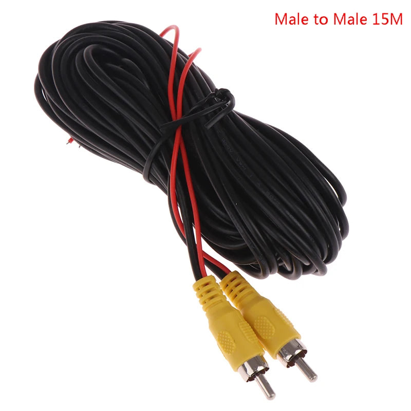 RCA Male Female Car Reverse Rear View Parking Camera Video Extension Cable Cord with Trigger Wire 5 10 15 20 Meters