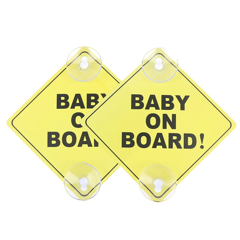 1PC Baby On Board Sign with Suction Cup Car Window Yellow REFLECTIVE Warning Sign 12CM Safe Driving Accesorios