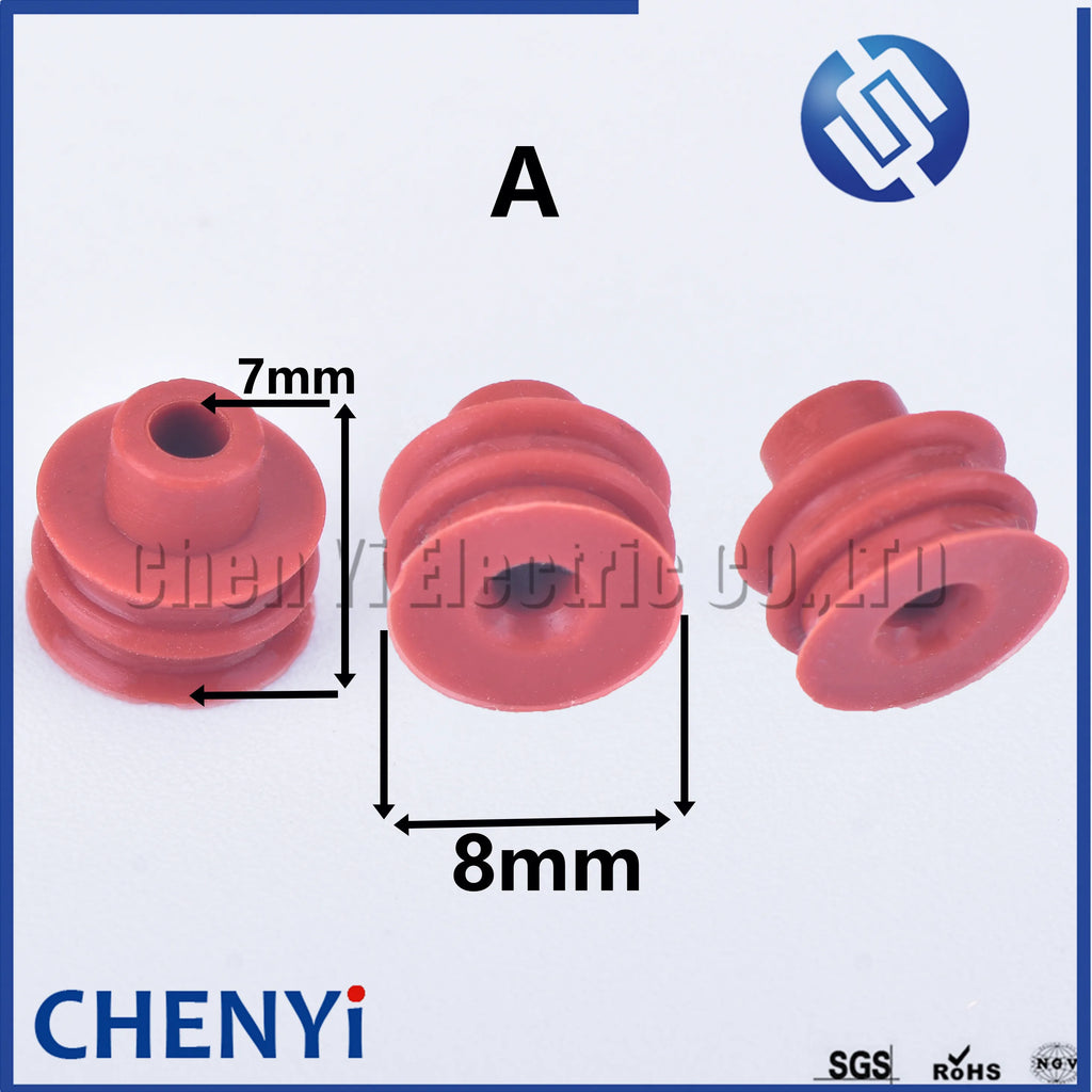 100 Pcs 0.6/1/1.5/1.8/3.5/6.3/9.5mm car wire connector waterproof ring circle rubber seal hollow plug silicone sheath cap
