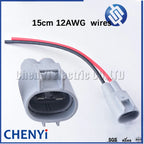 2 Pin Auto Waterproof Electronic Fan Connector Brake Booster Pump Assembly plug For Toyota Ford Focus Mazda with 12AWG wires