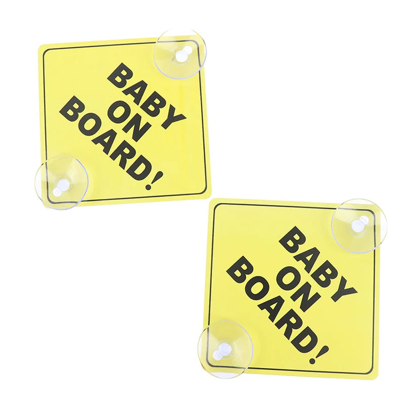 1PC Baby On Board Sign with Suction Cup Car Window Yellow REFLECTIVE Warning Sign 12CM Safe Driving Accesorios