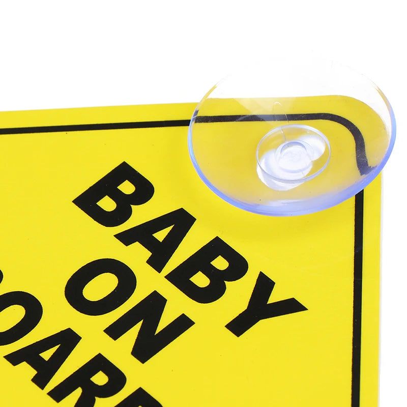 1PC Baby On Board Sign with Suction Cup Car Window Yellow REFLECTIVE Warning Sign 12CM Safe Driving Accesorios