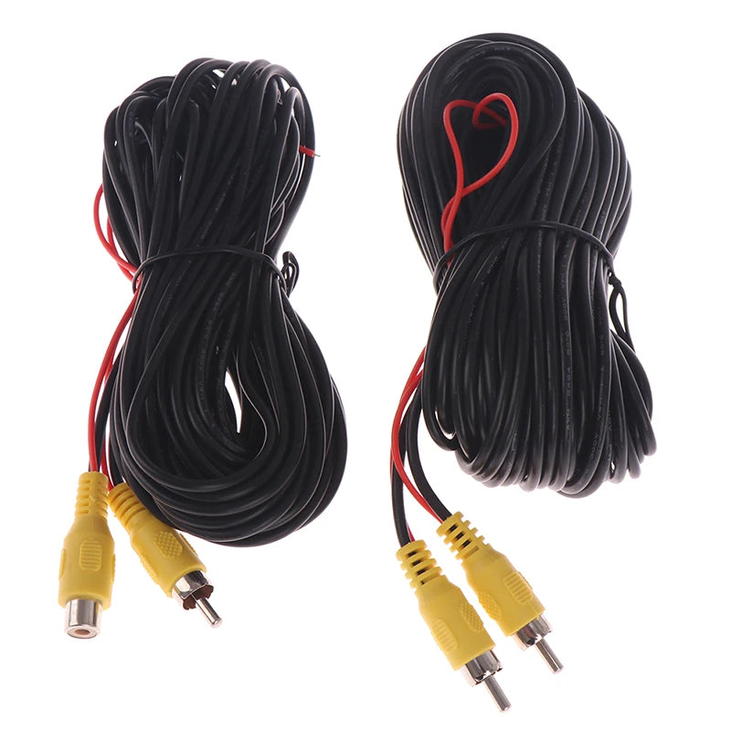 RCA Male Female Car Reverse Rear View Parking Camera Video Extension Cable Cord with Trigger Wire 5 10 15 20 Meters