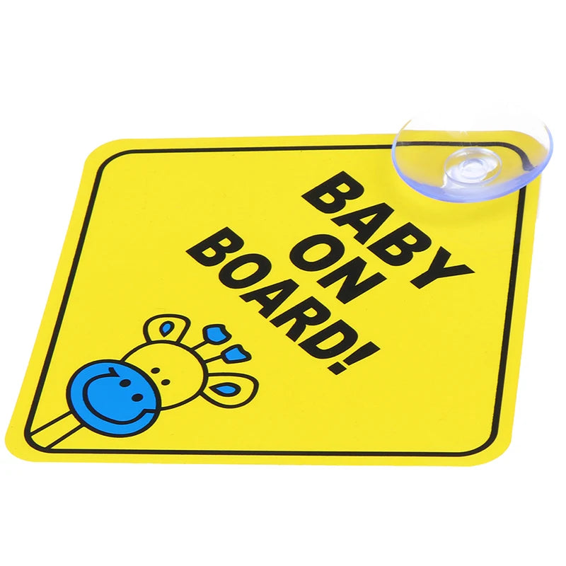 1PC Baby On Board Sign with Suction Cup Car Window Yellow REFLECTIVE Warning Sign 12CM Safe Driving Accesorios