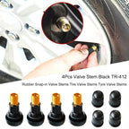 4PCs/set Universal Valve Stems With Dust Caps Tyre Rubber Valves Car Chrome Tubeless Car Wheel Snap-in Tire