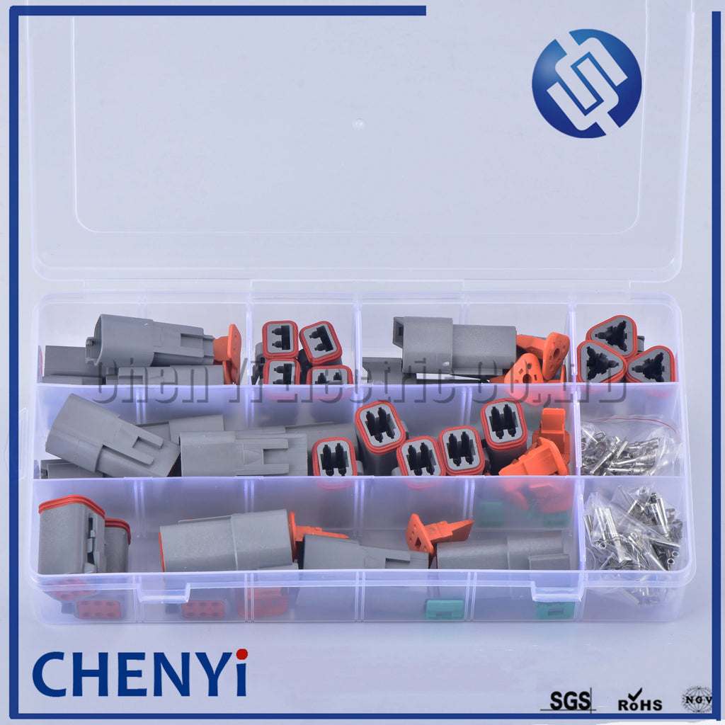 250 Pcs Deutsch DT series Automotive Waterproof Wire Connector Kit DT06-2/3/4/6S DT04-2/3/4/6P Sealed Plug with pins box