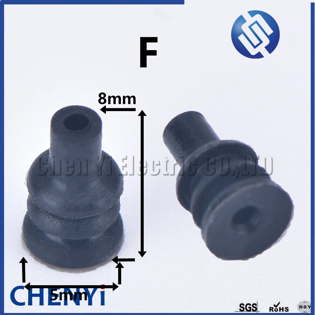 100 Pcs 0.6/1/1.5/1.8/3.5/6.3/9.5mm car wire connector waterproof ring circle rubber seal hollow plug silicone sheath cap