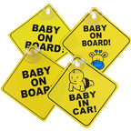 1PC Baby On Board Sign with Suction Cup Car Window Yellow REFLECTIVE Warning Sign 12CM Safe Driving Accesorios