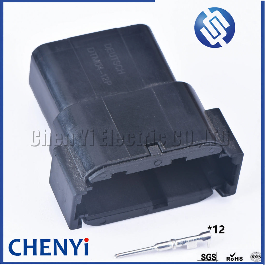 Black 12 Pin Sealed waterproof connector DTM06-12SB DTM04-12PB Automotive Connector Heavy Truck Wiring Harness Plug For Deutsch