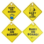 1PC Baby On Board Sign with Suction Cup Car Window Yellow REFLECTIVE Warning Sign 12CM Safe Driving Accesorios